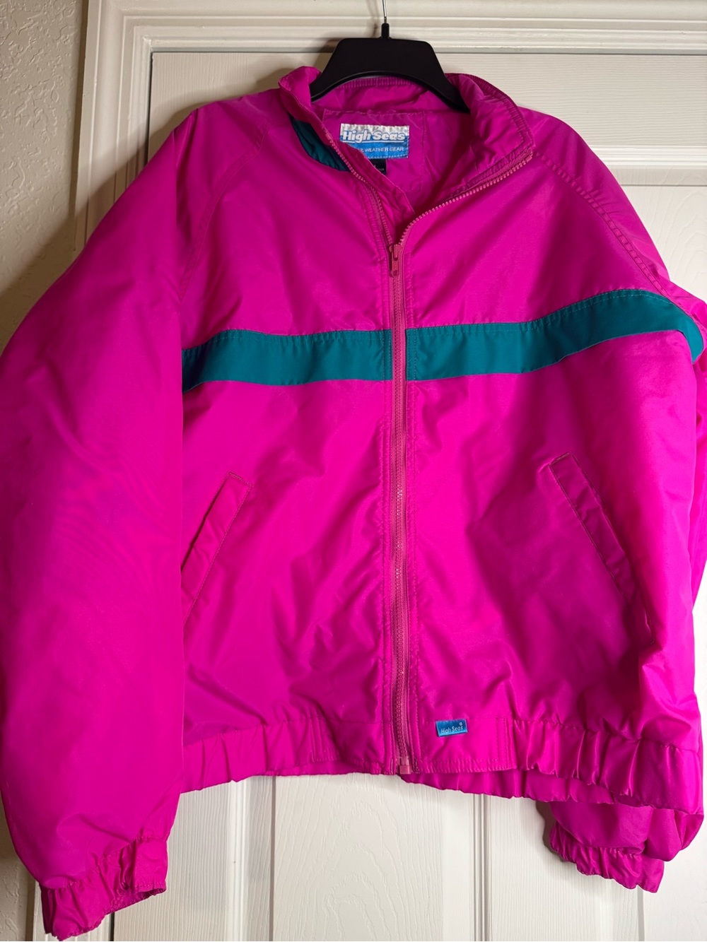 High Seas Hot Pink Utility Jacket with Teal Stripe